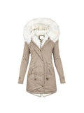 Adjustable Waist Hooded Warm Thick Faux Fur Outwear