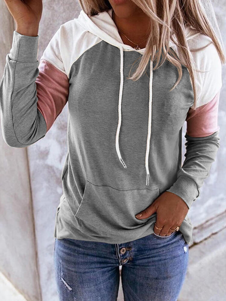 Color Matching Hooded Sweatshirt