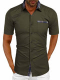 Casual Short Sleeve Plaid Collar Button Down Men Shirt