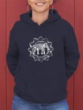 Elephant Flower Print Hooded Sweatshirt