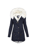 Adjustable Waist Hooded Warm Thick Faux Fur Outwear