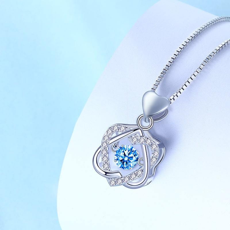 Beating Heart Blue Crystal Necklace
