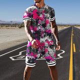 Men's Mulitcolor Short-Sleeved Suit