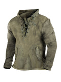 Retro Solid Color Outdoor Henley Tactical Sweatshirt