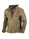 Retro Solid Color Outdoor Henley Tactical Sweatshirt